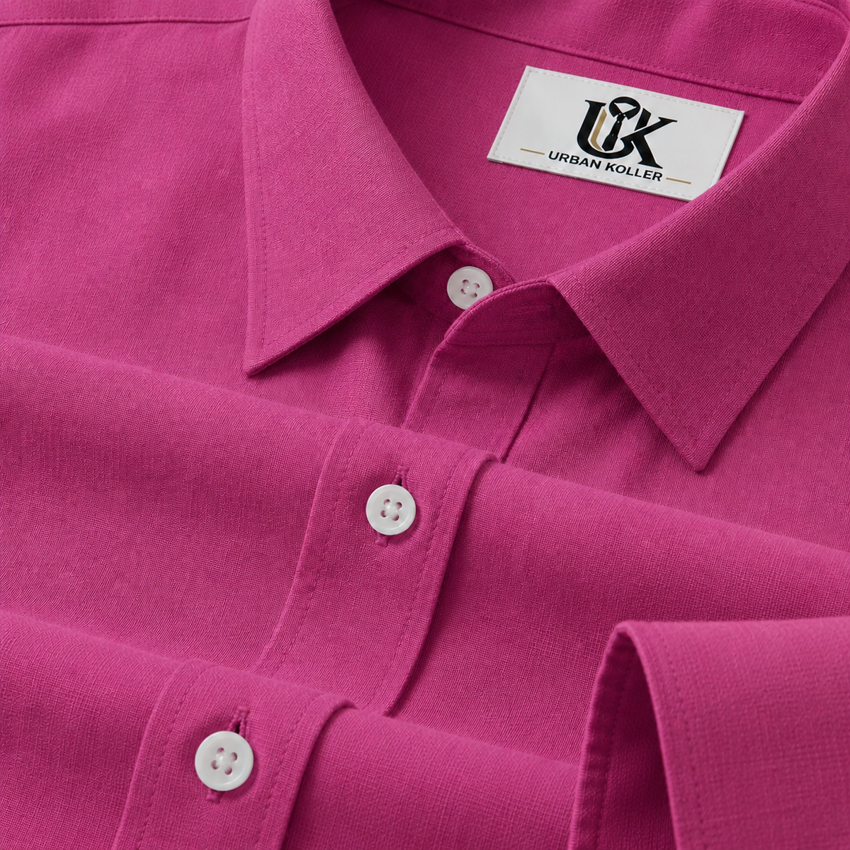 Men’s Fuchsia Pink Textured Regular Fit Formal Casual Shirt, Full & Half Sleeve Main image