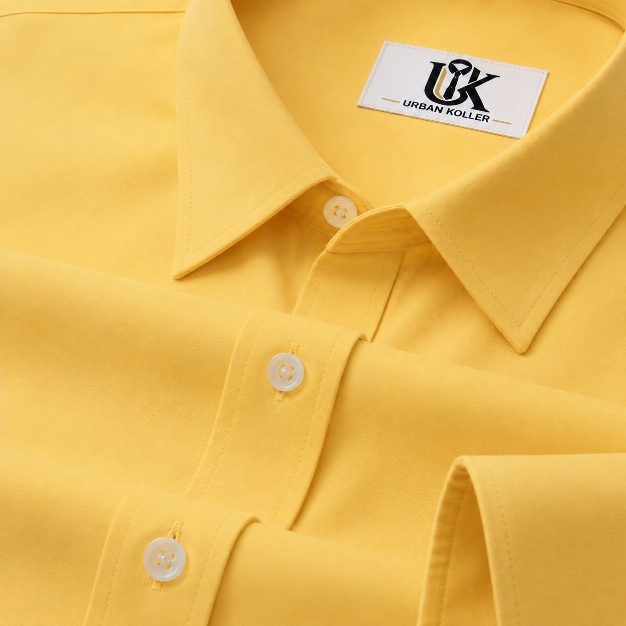 Men’s Golden Yellow Solid Regular Fit Formal Casual Shirt, Full & Half Sleeve Main image