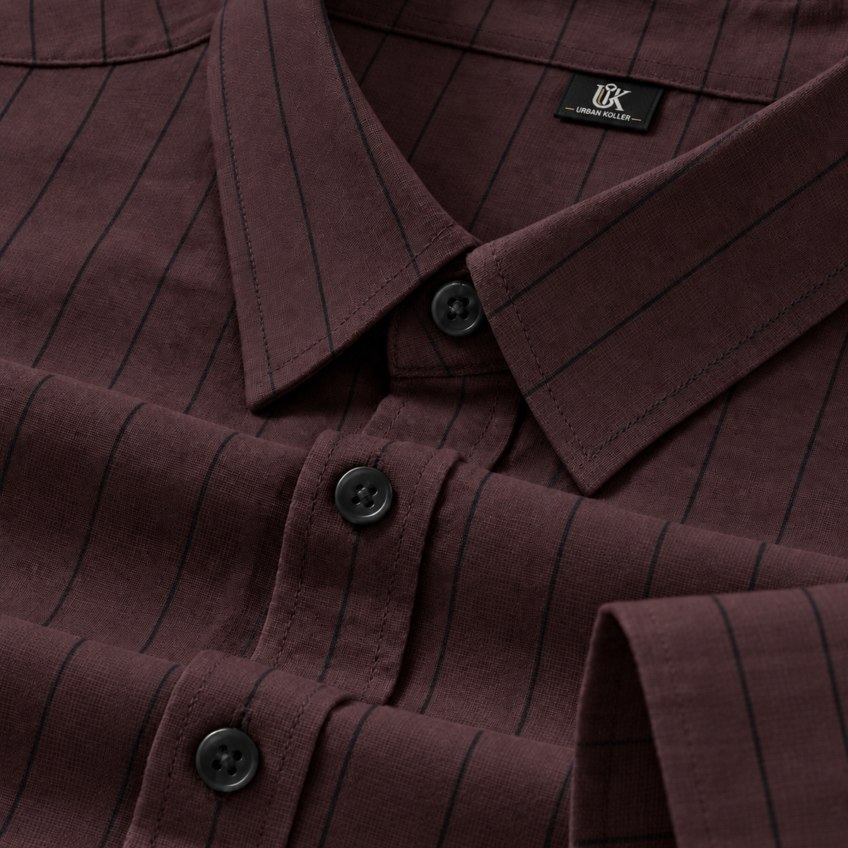 Men's Coffee Brown Pinstripe Formal Shirt Regular Fit | Full & Half Sleeve Main image