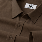 Men’s Walnut Brown Textured Regular Fit Formal Casual Shirt, Full & Half Sleeve