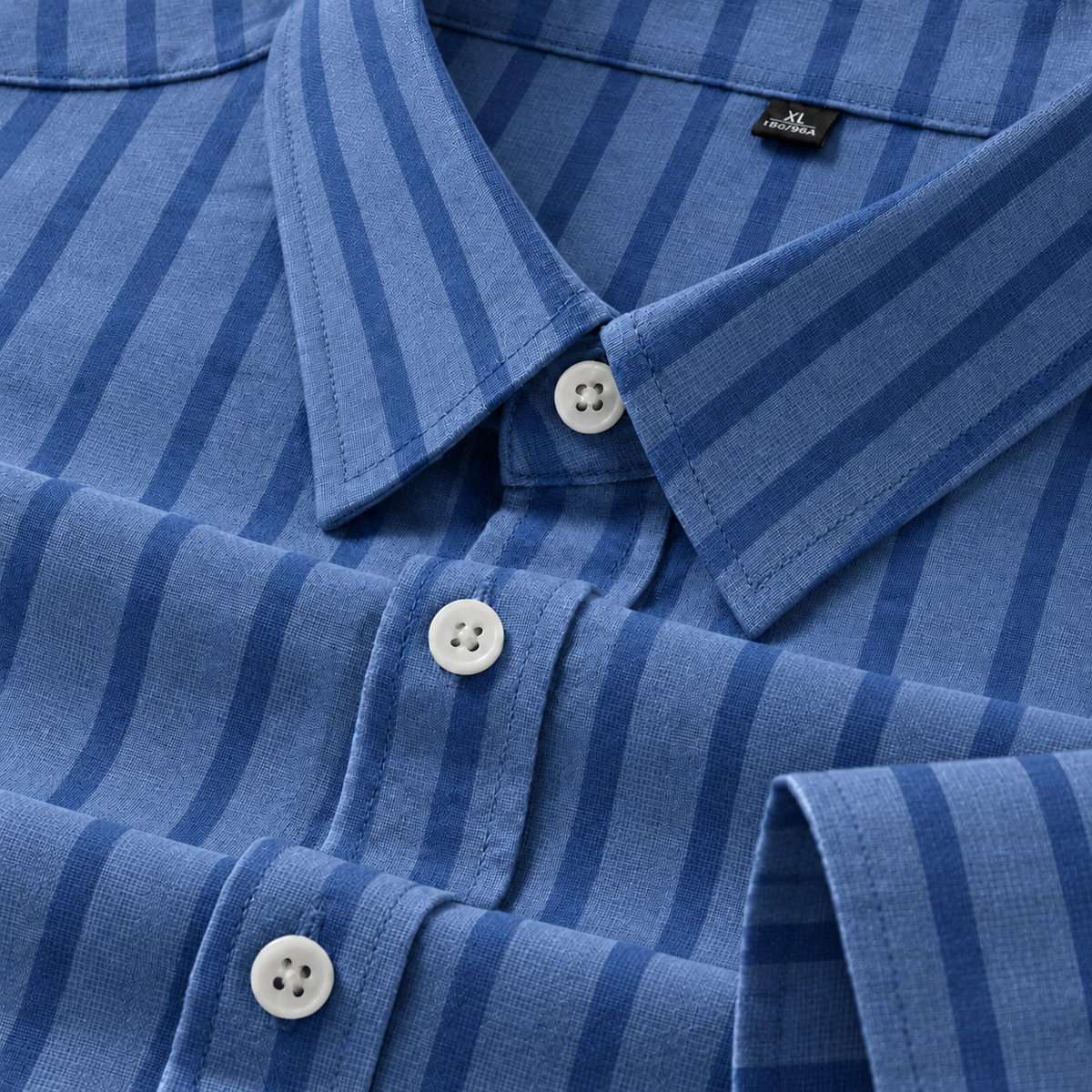 Men's Blue Vertical Stripe Formal Shirt Regular Fit | Full & Half Sleeve Main image