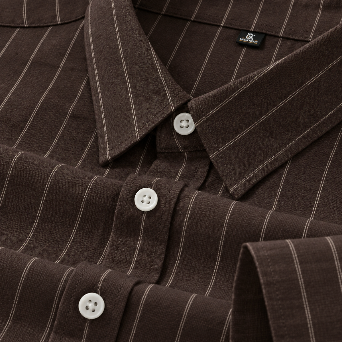 Men's Dark Brown Pinstripe Formal Shirt Regular Fit | Full & Half Sleeve Main image