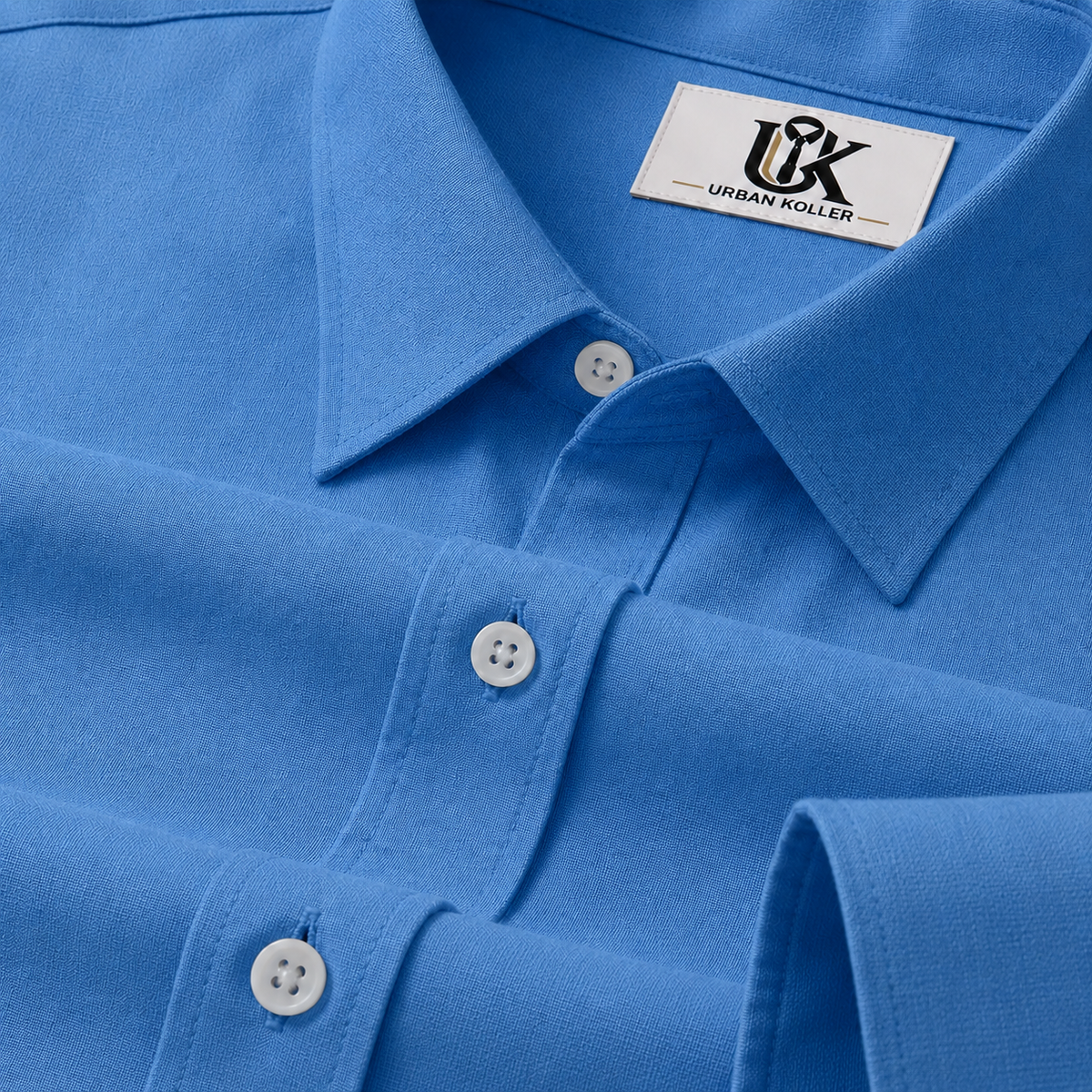 Men’s Cerulean Blue Textured Regular Fit Formal Casual Shirt, Full & Half Sleeve Main image