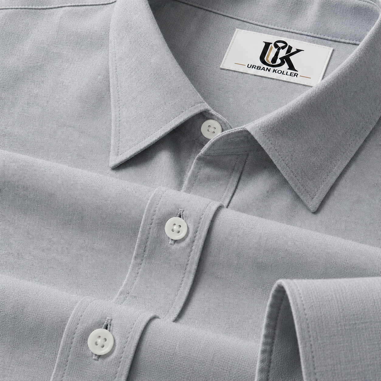 Men’s Light Steel Grey Textured Shirt, Regular Fit Formal Casual Full & Half Sleeve Main image