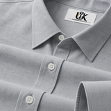 Men’s Light Steel Grey Textured Shirt, Regular Fit Formal Casual Full & Half Sleeve