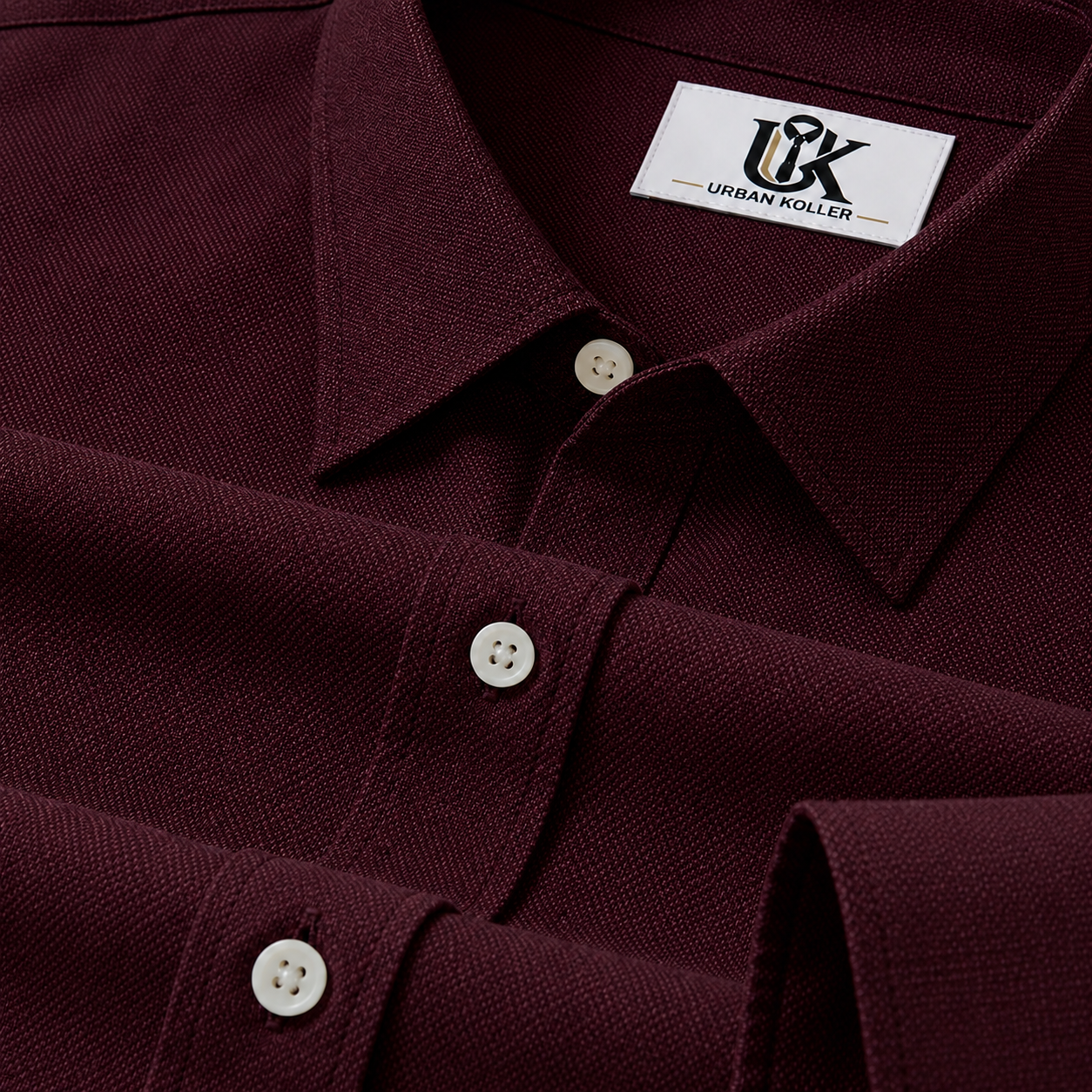 Men’s Burgundy Maroon Textured Regular Fit Formal Casual Shirt, Full & Half Sleeve Main image