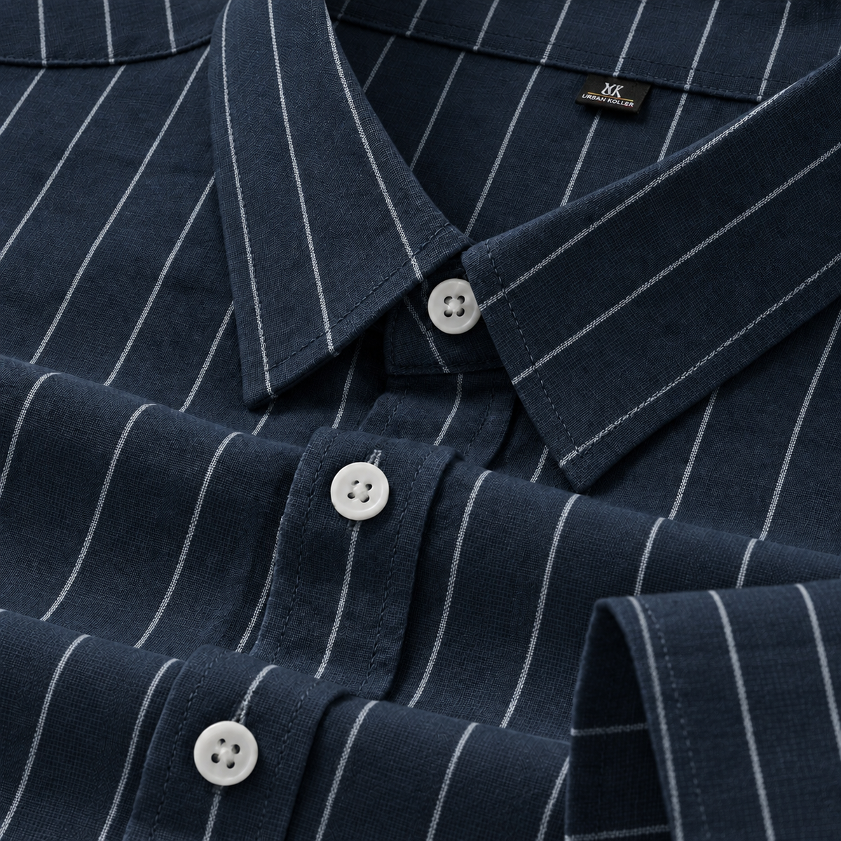 Men's Navy Blue Pinstripe Regular Fit Formal Shirt | Full & Half Sleeve Main image