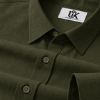 Men’s Olive Green Solid Textured Shirt, Regular Fit Formal Casual Full Sleeve