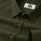 Men’s Olive Green Solid Textured Shirt, Regular Fit Formal Casual Full Sleeve