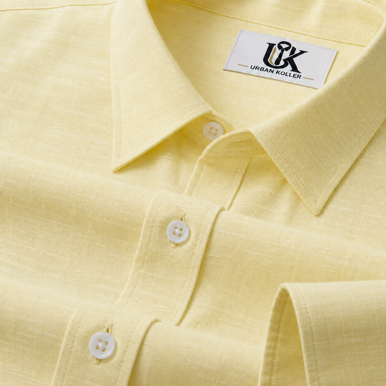 Men’s Lemon Yellow Textured Shirt, Regular Fit Formal Casual Full & Half Sleeve Main image