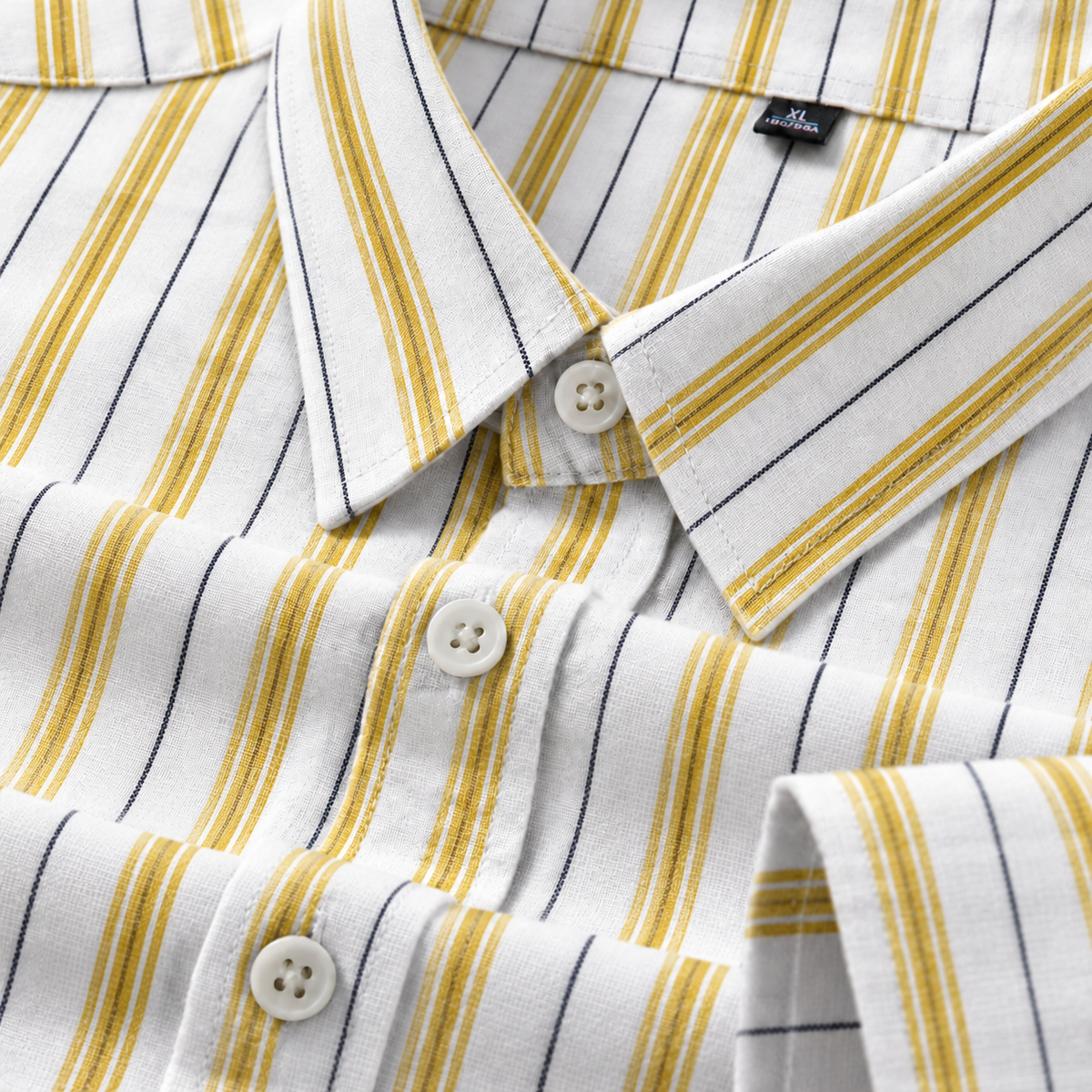 Men's White Gold Pinstripe Regular Fit Formal Shirt | Full & Half Sleeve Main image