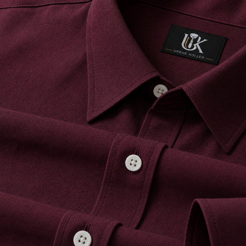 Oxblood Red Two Toned Premium Oxford Cotton Shirt