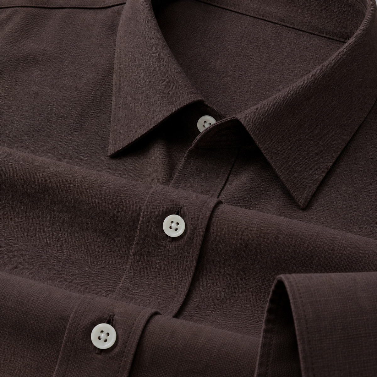 Men’s Dark Brown Solid Formal Shirt, Full Sleeve Point Collar Office and Business Casual Wear Main image