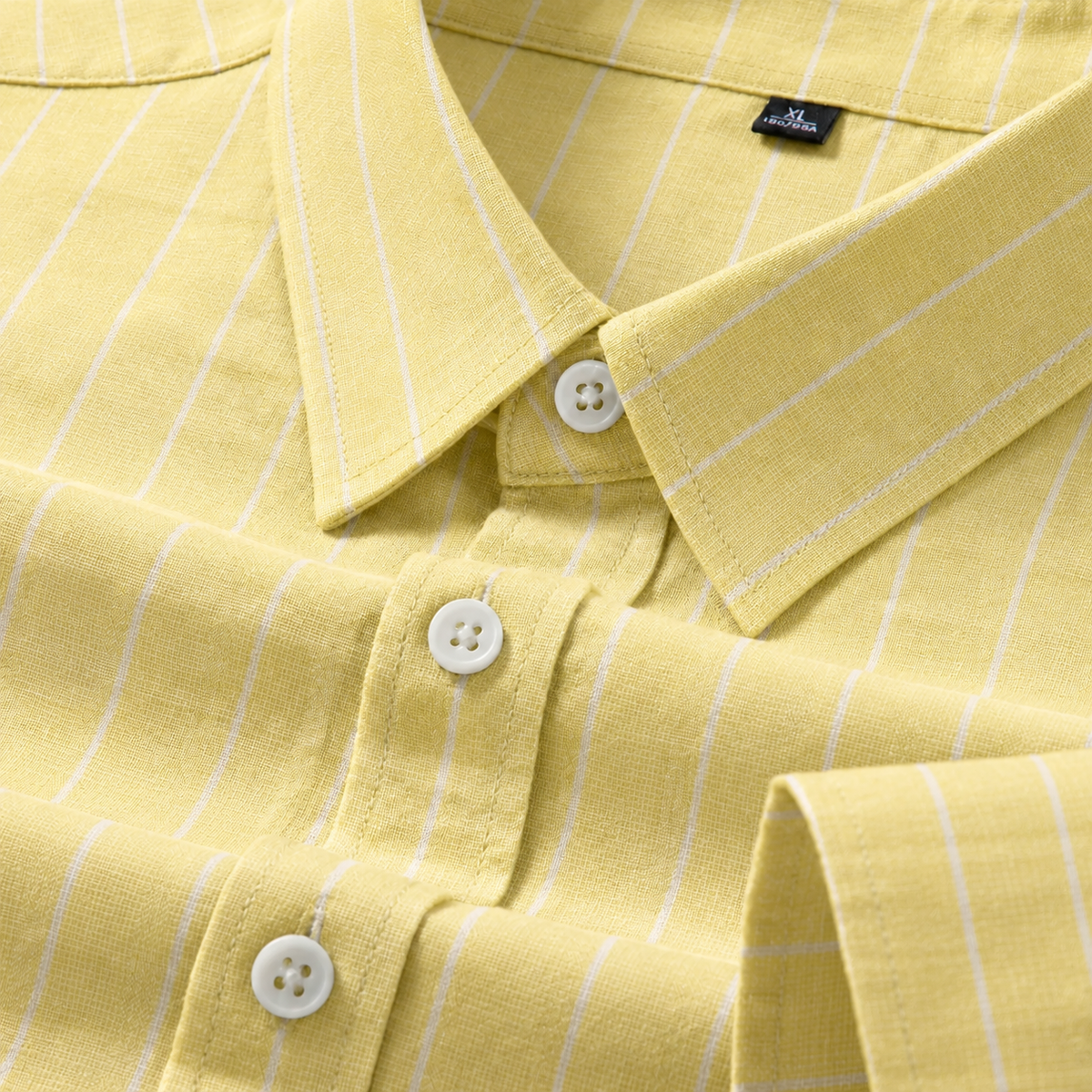 Men's Pastel Yellow White Pinstripe Shirt Regular Fit Premium Formal Casual Wear Main image