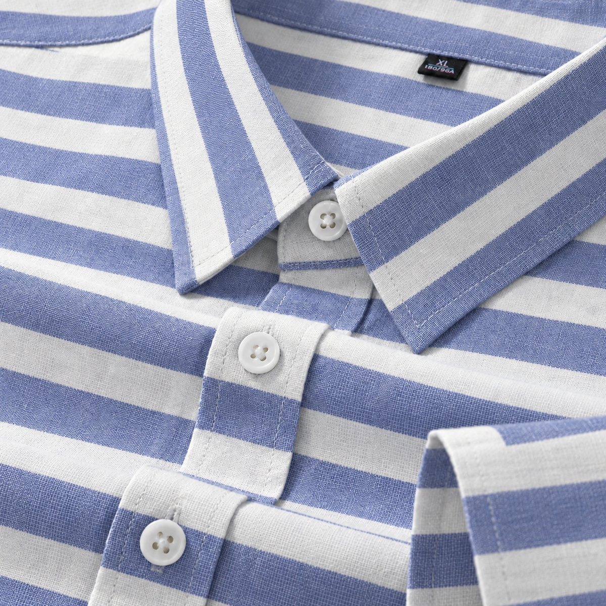 Men's Blue & White Horizontal Stripe Regular Fit Casual Shirt | Full & Half Sleeve Main image