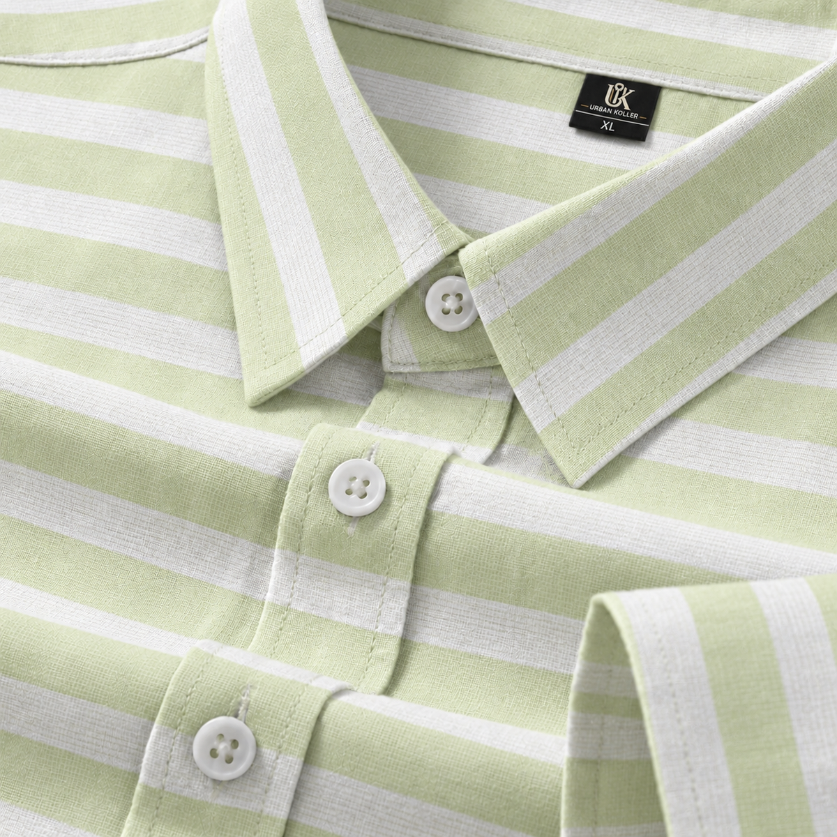 Men's Pastel Green Stripe Formal Shirt Regular Fit | Full & Half Sleeve Main image