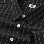 Ebony Black and Snow White Stripes Oxford Cotton Shirt