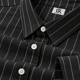 Ebony Black and Snow White Stripes Oxford Cotton Shirt