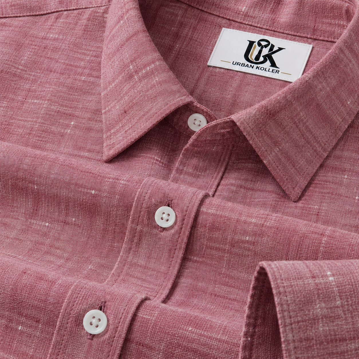 Men’s Dusty Rose Pink Slub Textured Regular Fit Formal Casual Shirt
