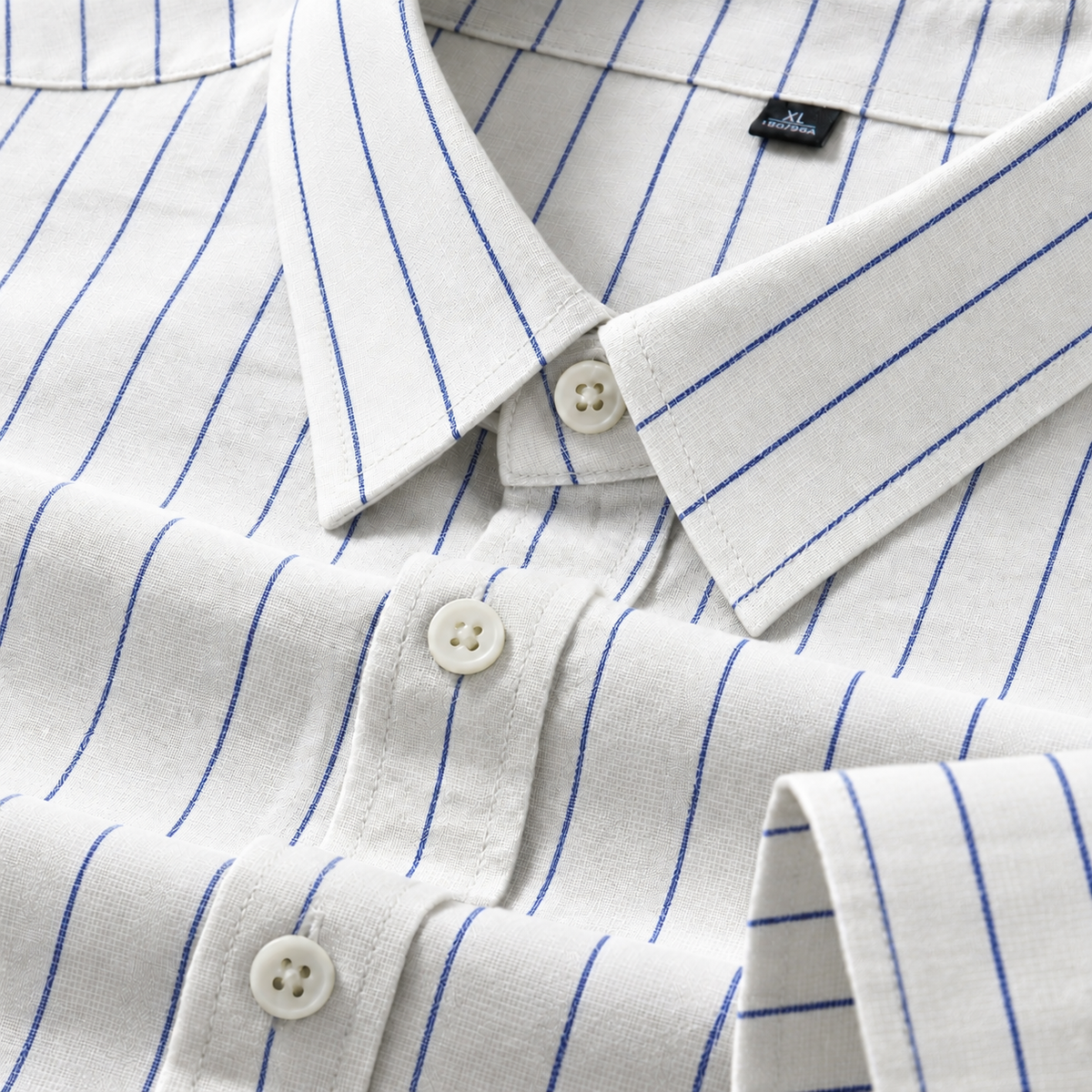 Men's White & Royal Blue Pinstripe Regular Fit Formal Shirt | Full & Half Sleeve Main image