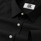 Men’s Jet Black Solid Regular Fit Formal Casual Shirt, Full & Half Sleeve
