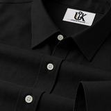 Men’s Jet Black Solid Regular Fit Formal Casual Shirt, Full & Half Sleeve