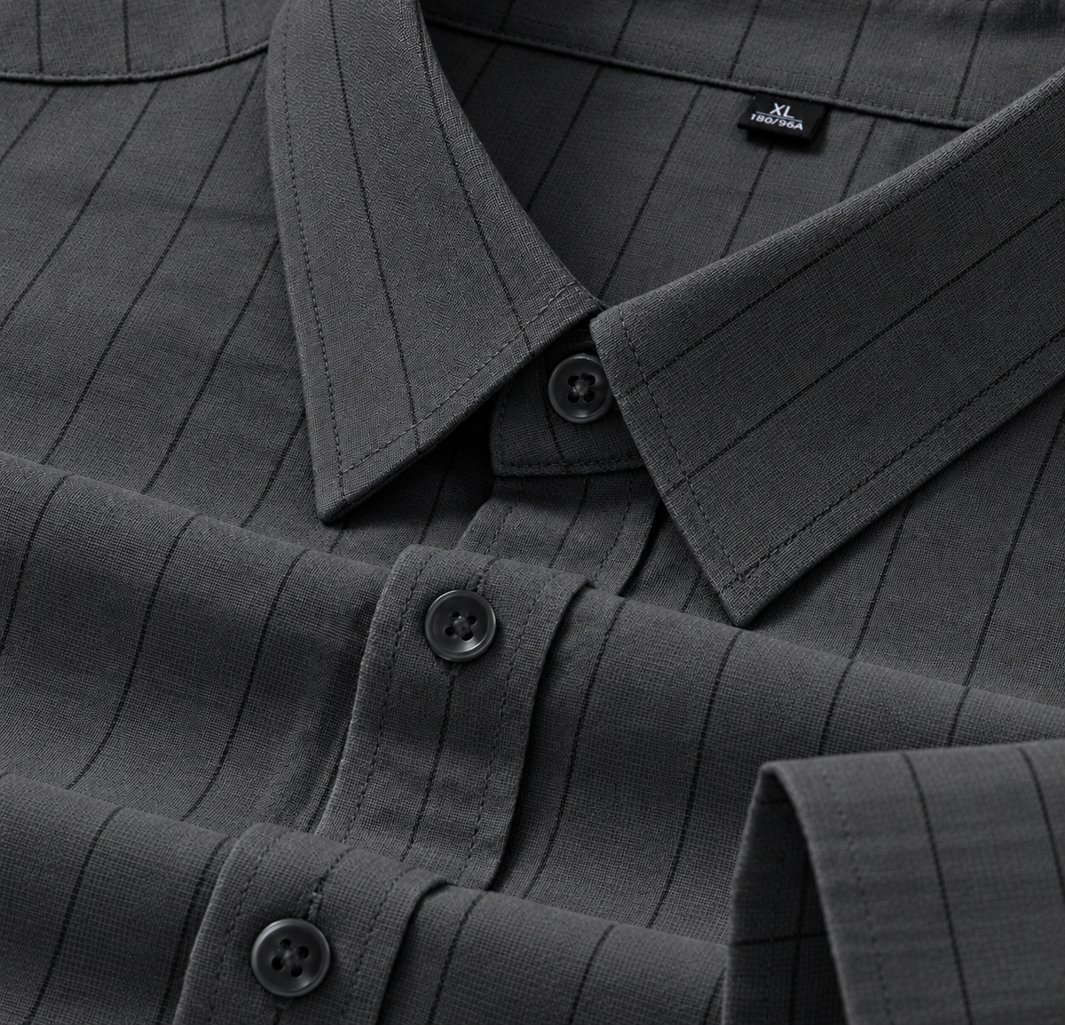 Men's Charcoal Grey Pinstripe Shirt Premium Regular Fit Formal Office Business Wear Main image
