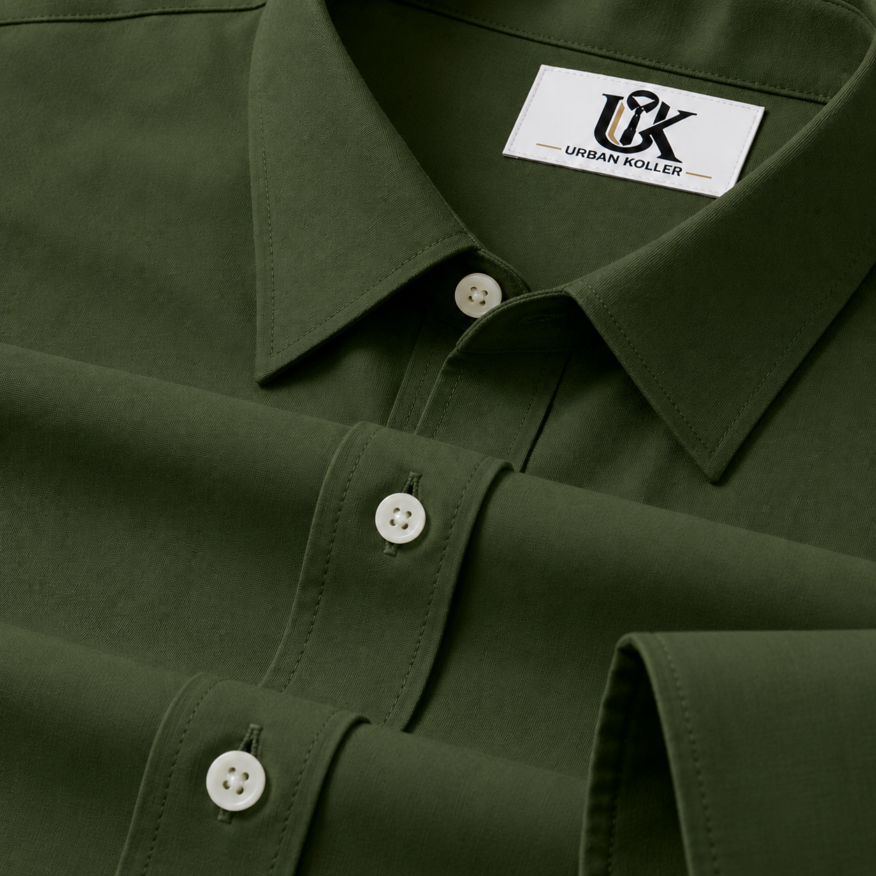 Men’s Army Olive Green Solid Regular Fit Formal Casual Shirt, Full & Half Sleeve Main image
