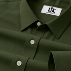 Men’s Army Olive Green Solid Regular Fit Formal Casual Shirt, Full & Half Sleeve
