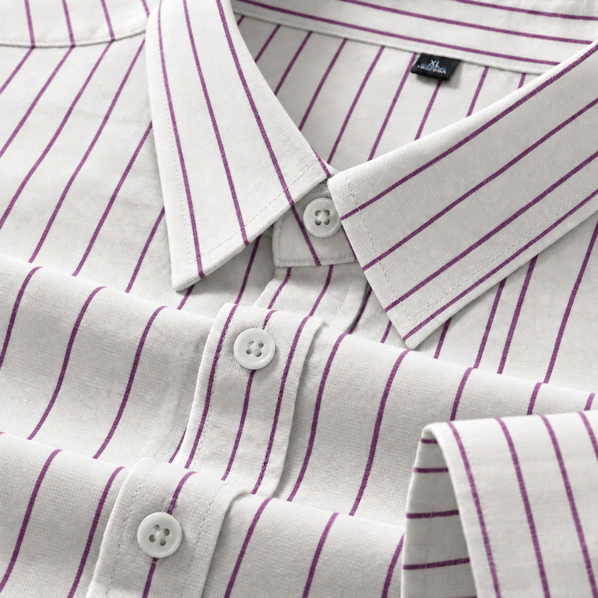 Men's White & Royal Purple Striped Regular Fit Formal Shirt | Full & Half Sleeve Main image