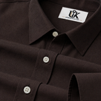 Men’s Dark Chocolate Brown Textured Regular Fit Formal Casual Shirt, Full & Half Sleeve