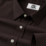 Men’s Dark Chocolate Brown Textured Regular Fit Formal Casual Shirt, Full & Half Sleeve