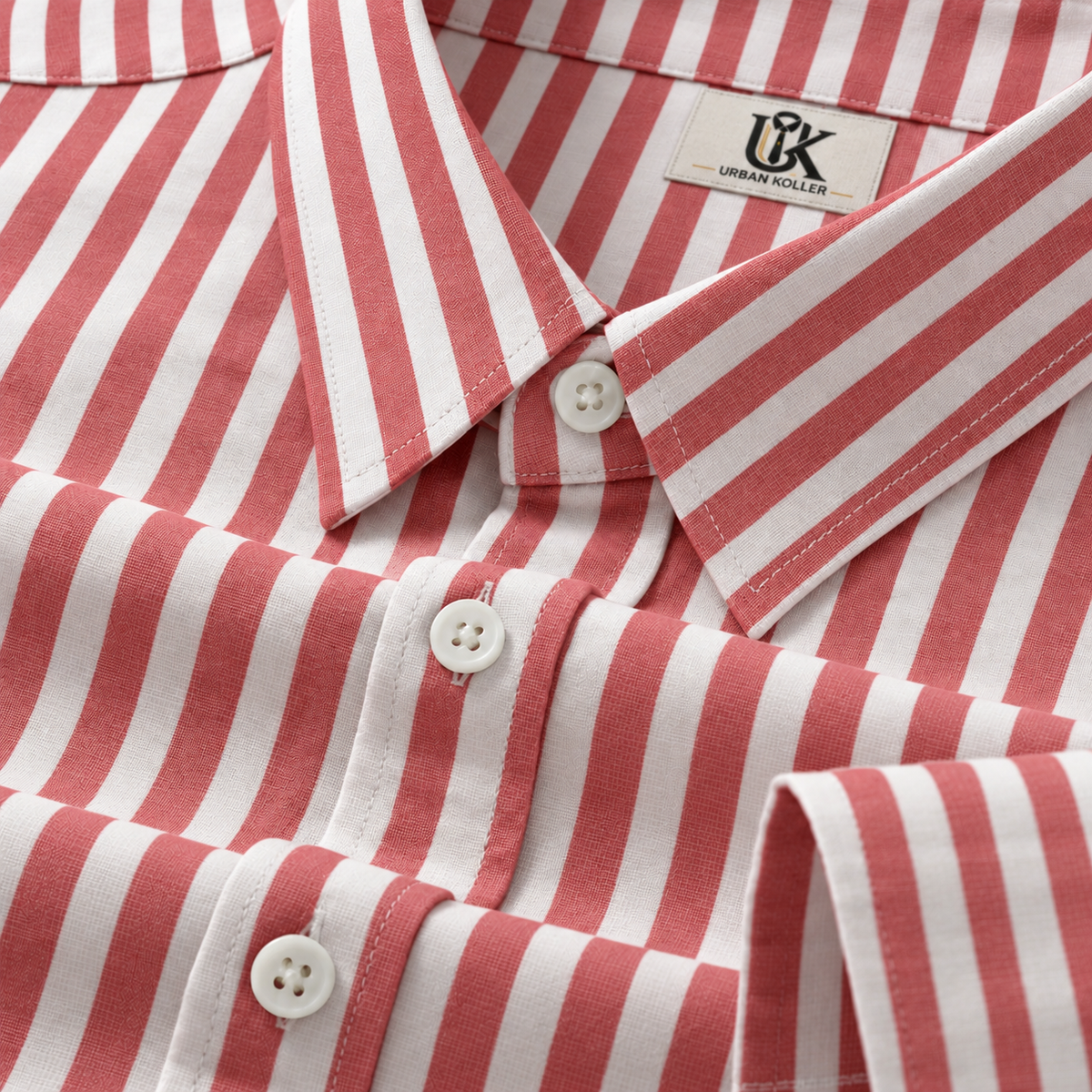 Men's White & Rose Pink Striped Regular Fit Formal Shirt | Full & Half Sleeve Main image
