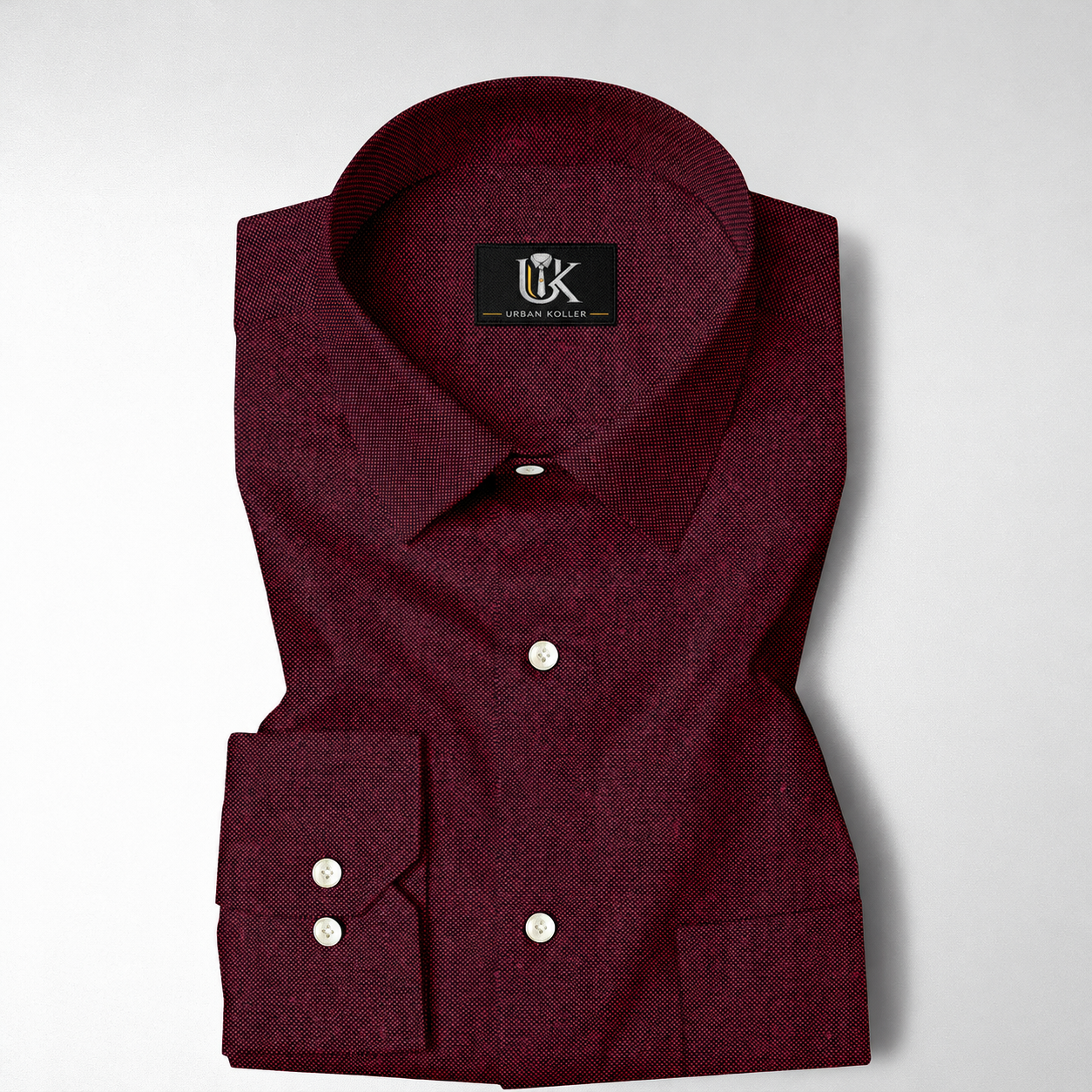 Oxblood Red Two Toned Premium Oxford Cotton Shirt Secondary image