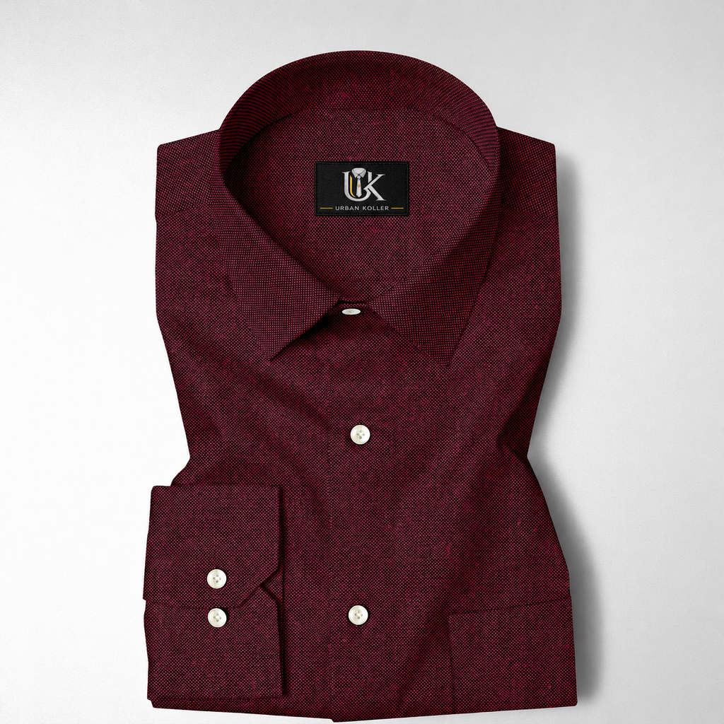 Oxblood Red Two Toned Premium Oxford Cotton Shirt