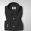 Ebony Black and Snow White Stripes Oxford Cotton Shirt