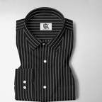 Ebony Black and Snow White Stripes Oxford Cotton Shirt