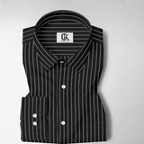 Ebony Black and Snow White Stripes Oxford Cotton Shirt