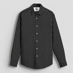 Ebony Black and Snow White Stripes Oxford Cotton Shirt