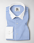 Robbia Blue And Milky White Stripes Oxford Structured Designer Cotton Shirt
