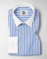 Robbia Blue And Milky White Stripes Oxford Structured Designer Cotton Shirt