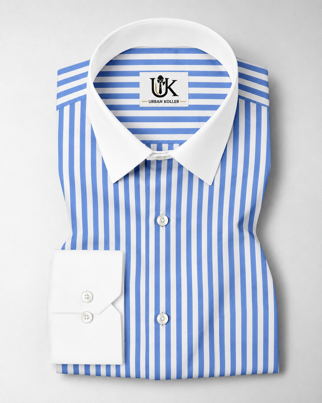 Robbia Blue And Milky White Stripes Oxford Structured Designer Cotton Shirt