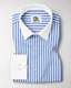 Robbia Blue And Milky White Stripes Oxford Structured Designer Cotton Shirt