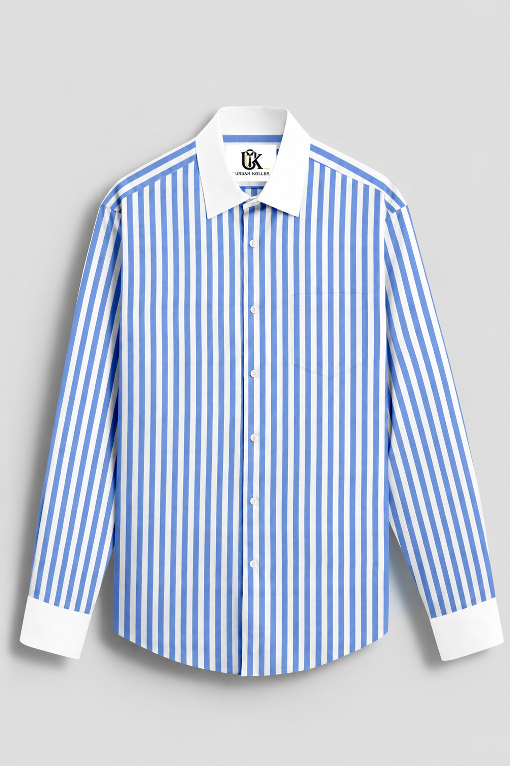 Robbia Blue And Milky White Stripes Oxford Structured Designer Cotton Shirt
