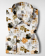Bright White With Lark Yellow and Kombu Green Hibiscus Flowers Printed Cotton Linen Shirt