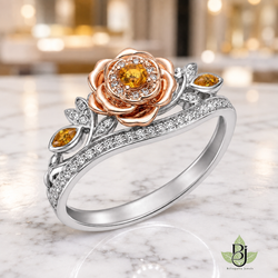 Jewelry Photography Specifications. Visual Style & Composition. Produce ultra-realistic macro photography of the uploaded Product, capturing every detail with precision. Set the Product on a table White Marble surface to achieve a refined and timeless luxury aesthetic. Utilize background bokeh mode to simulate professional jewelry showroom scenes. Maintain absolute fidelity to the reference file regarding product design, diamond details, and camera angles. Technical Requirements & Branding. Output image quality must be exactly 2100 x 2100 pixels.