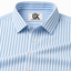 Men's Light Sky Blue & White Vertical Striped Regular Fit Formal Shirt | Full & Half Sleeve