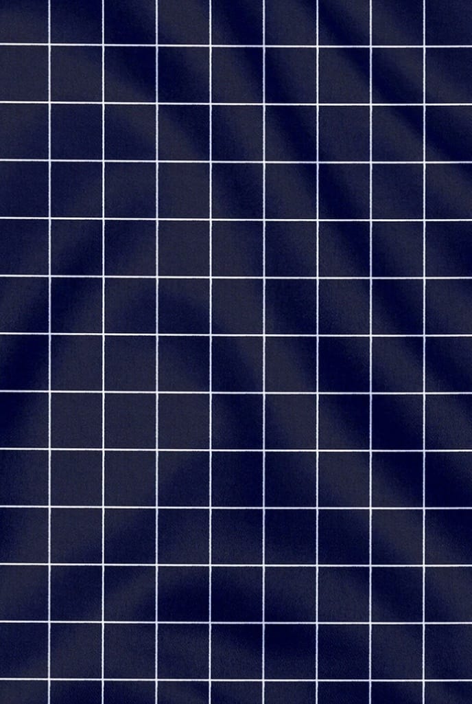 Men's Navy Blue Grid Checkered Shirt - Smart Casual Button-Down