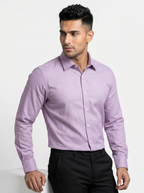 Men’s Lavender Lilac Textured Regular Fit Formal Casual Shirt, Full & Half Sleeve