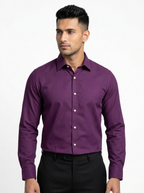 Men’s Royal Plum Purple Textured Regular Fit Formal Casual Shirt, Full & Half Sleeve